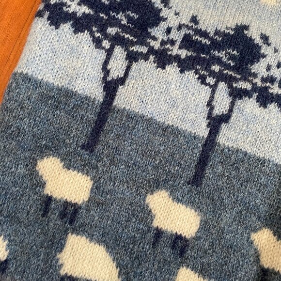 Vintage Westmoreland Knitwear Wool Sweater Vest Sheep Clouds Trees - Picture 6 of 8